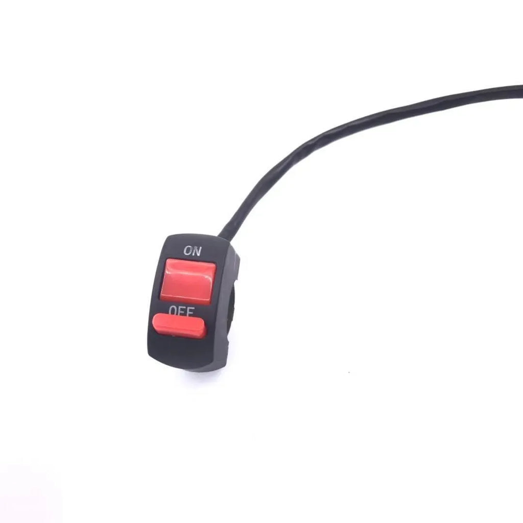 Black motorcycle handlebar switch with 22mm upper width and 50cm copper wire cord
