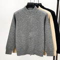 Men's high-stand collar knitted cardigan with zipper front in loose fit design