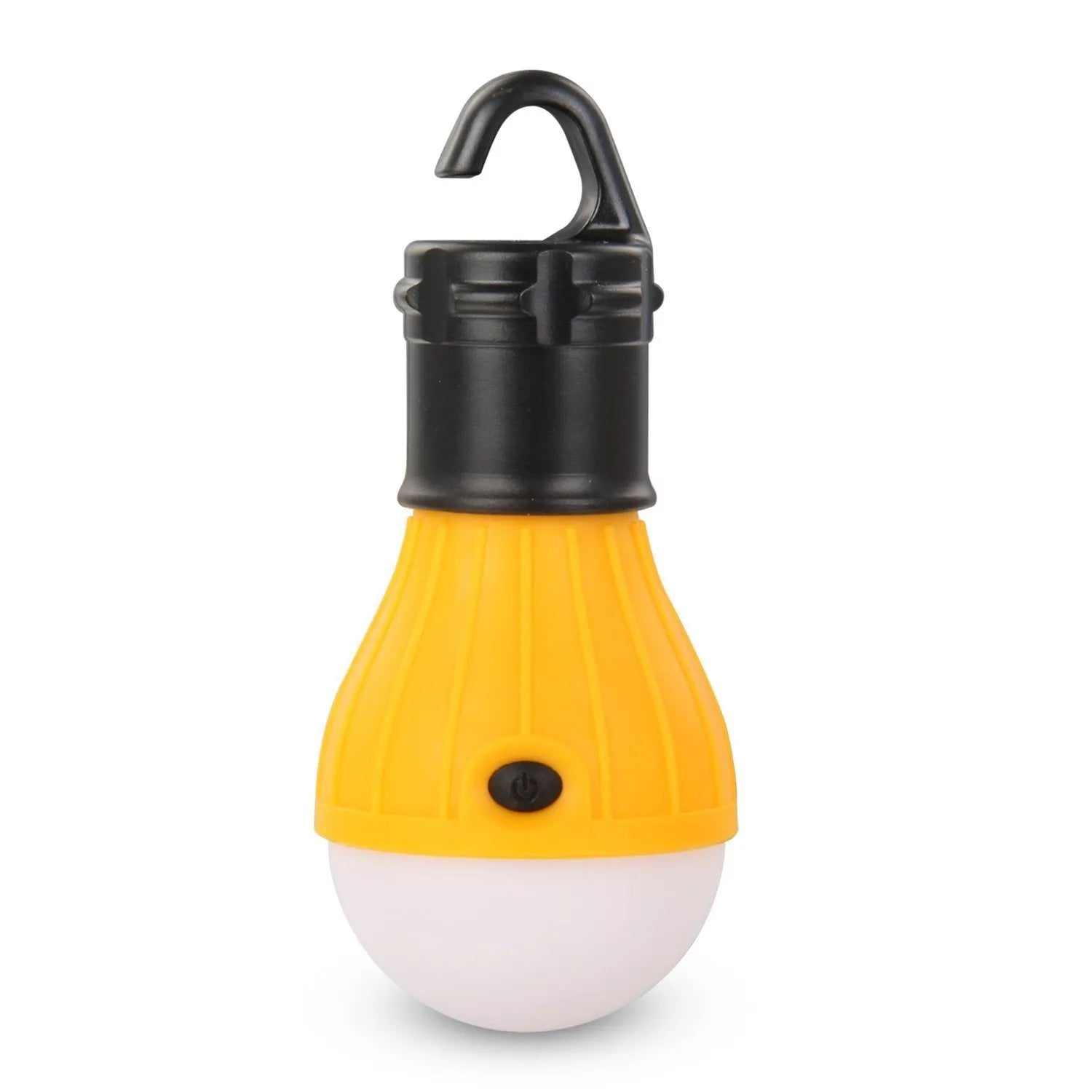 Portable hanging hook LED camping lantern with 3 bulbs in red, yellow, blue, or green colours