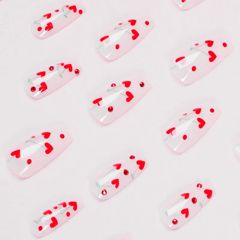 Sheet of 24 French Red Diamond cherry armour nail art stickers in JP1601 colour with adhesive