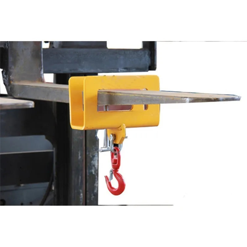Forklift lifting hook with rotatable design and safety lock for converting forklifts to mobile cranes