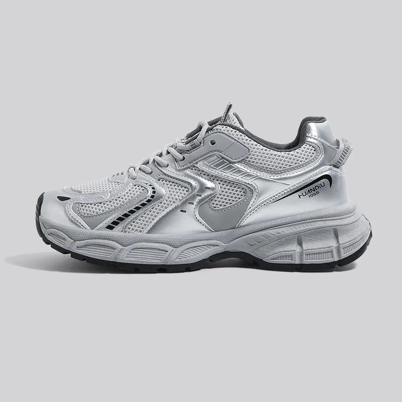 Dad shoe style platform sneakers with PU mesh upper and EVA sole in three colour options