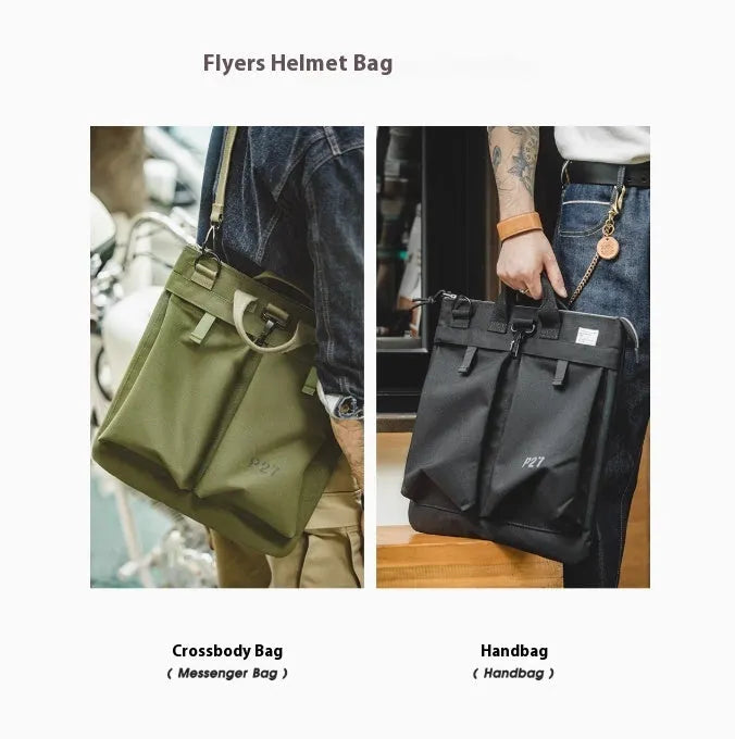 Retro style canvas crossbody messenger bag in military green with adjustable shoulder strap and zipper closure