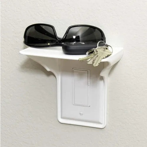 White PP plastic socket rack measuring 14x10x15cm designed for holding power strips and cables
