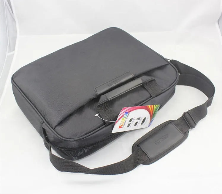 15.6 Inch Laptop Shoulder Bag Nylon Waterproof Business Computer Rucksack for iPad Tablet Notebook with Multiple Pockets Black Large Size 380x280x60mm Inside 400x300x70mm Outside Business Style Cross Section Square Soft Plain Design