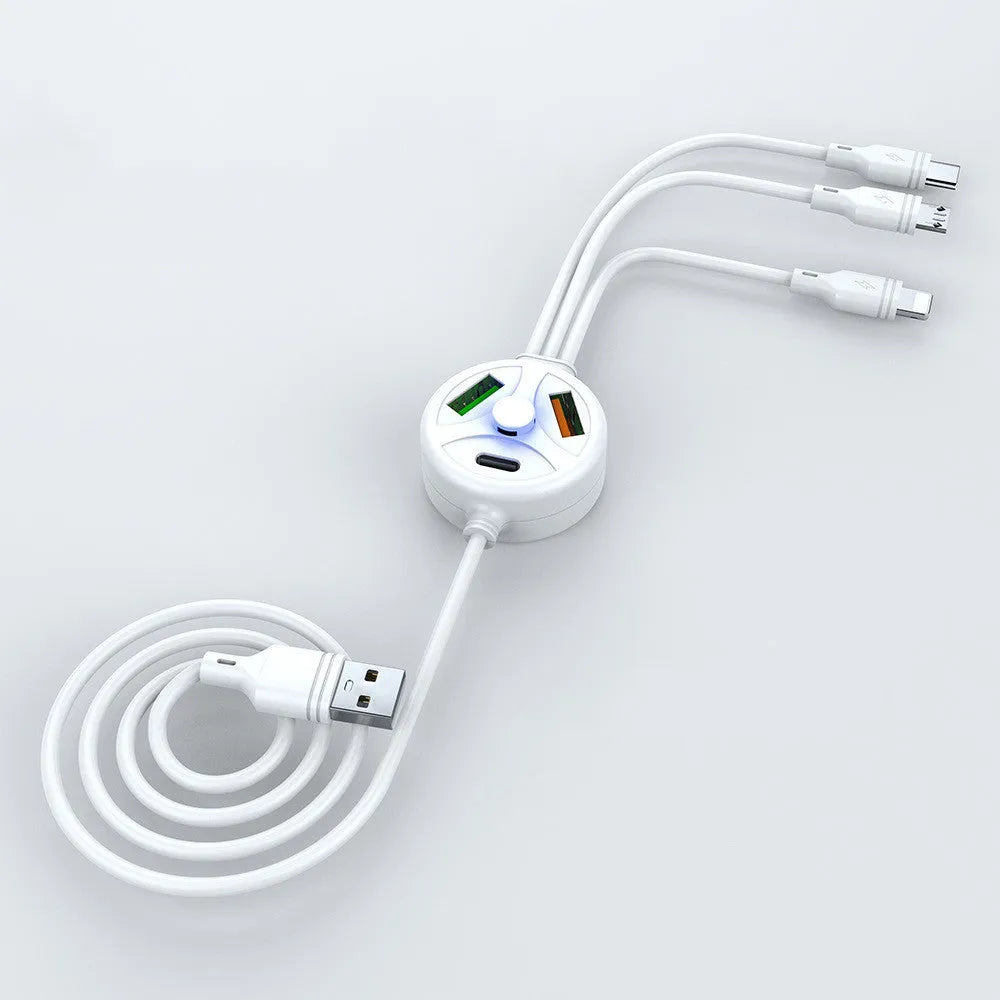 PD PVC fast charging mobile phone cable with multiple USB interfaces measuring 1.2 metres