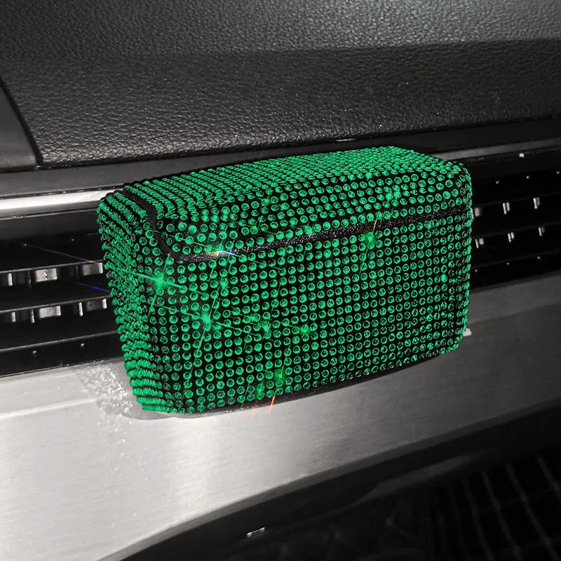 Plastic car ashtray with covered air outlet in colourful diamond finish