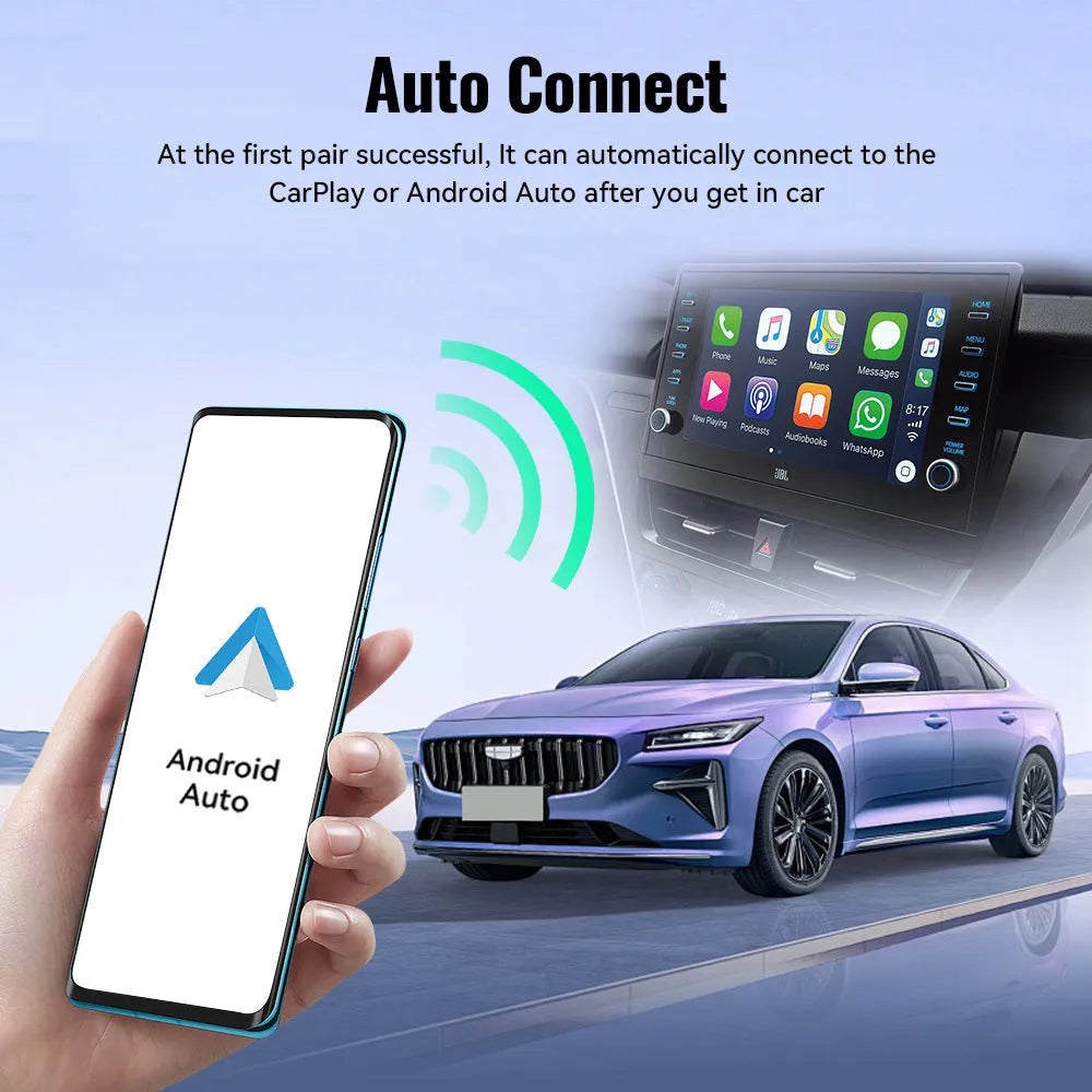 Black mini CarPlay USB wireless data adapter with 26×55×13mm compact ABS PC construction