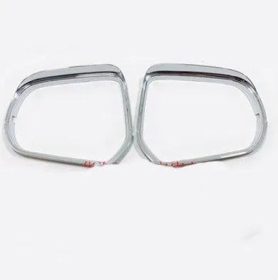 Plastic rearview mirror protection covers in electroplated silver and carbon fibre black finishes