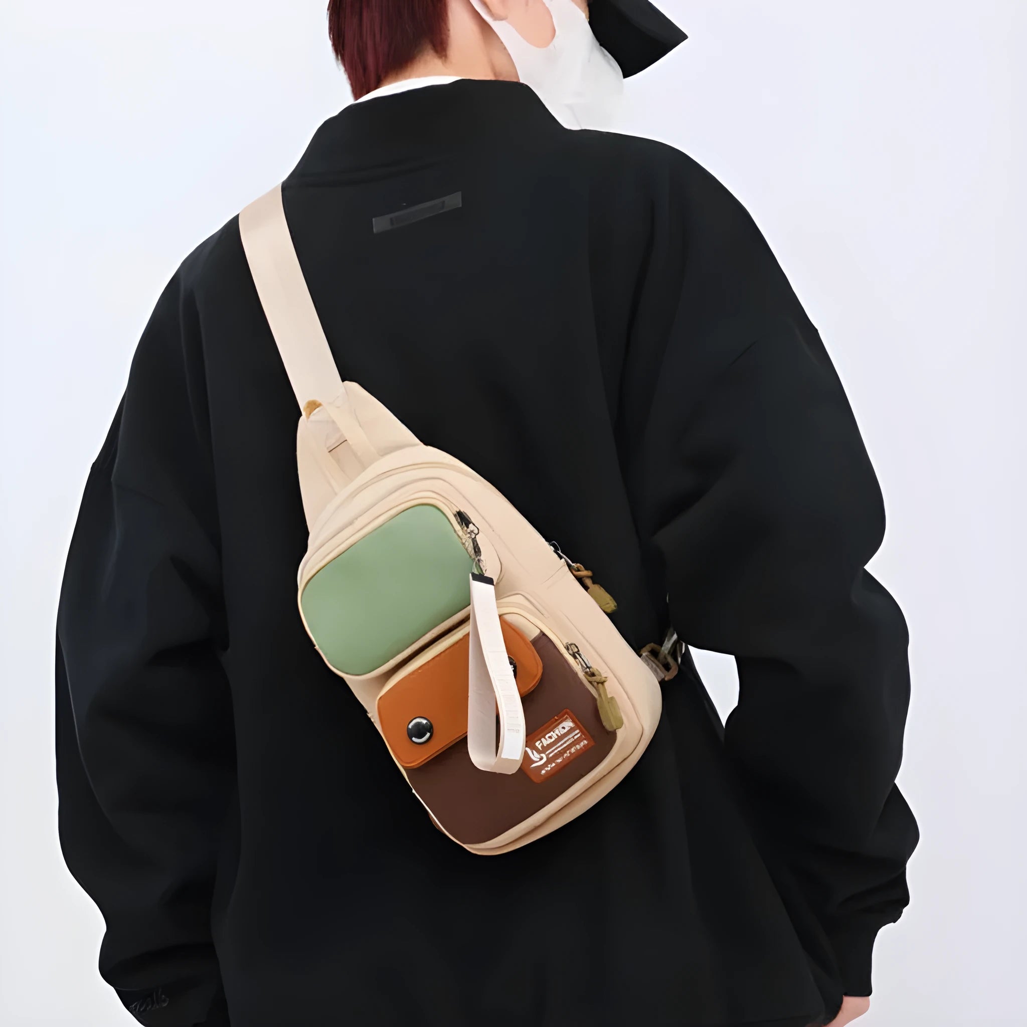 Outdoor leisure crossbody shoulder bag in durable nylon with contrast colour options