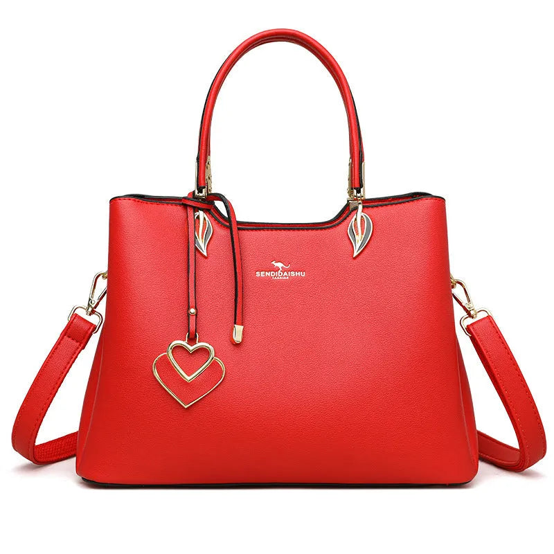 Women's multi-layer shoulder messenger bag in urban simplicity style with visible sewing thread detailing