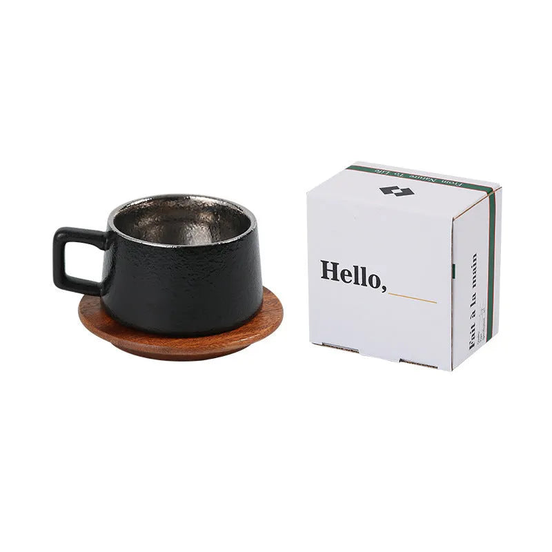 Office gift tumbler coffee cup suit with plated gift box showing gold and silver finish options