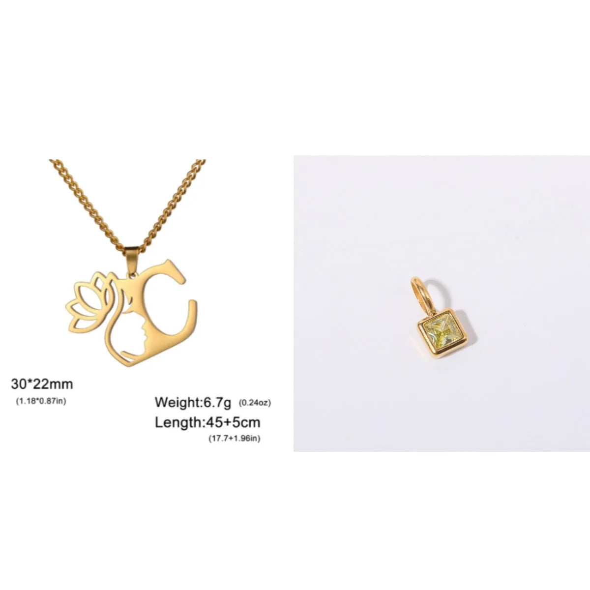 Stainless steel cross chain necklace with electroplated finish shown in gold and silver colour options