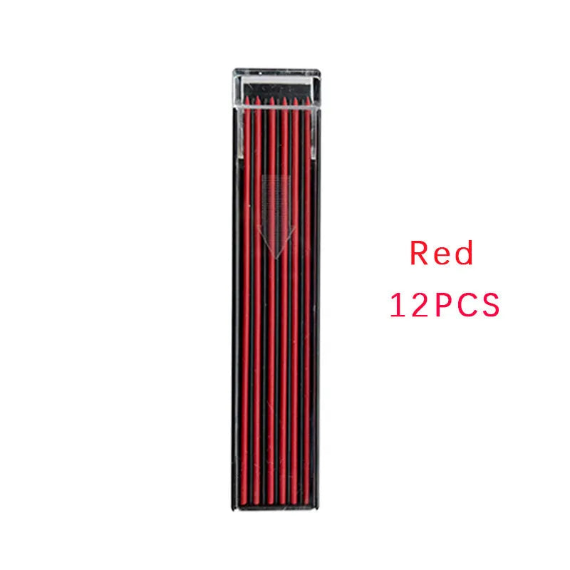 Boxed set of 12 mechanical pencil lead refills in rainbow colours for type 0 pencils