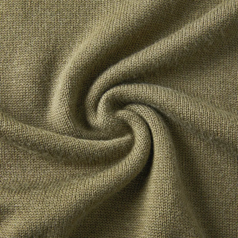 Men's slim-fit casual sweater in thickened wool, shown in a stone sand colour.