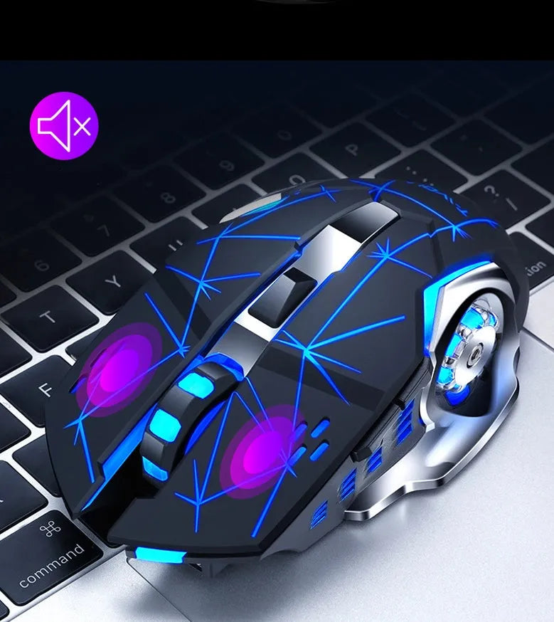 Black and white wireless charging mouse with silent click for laptop use