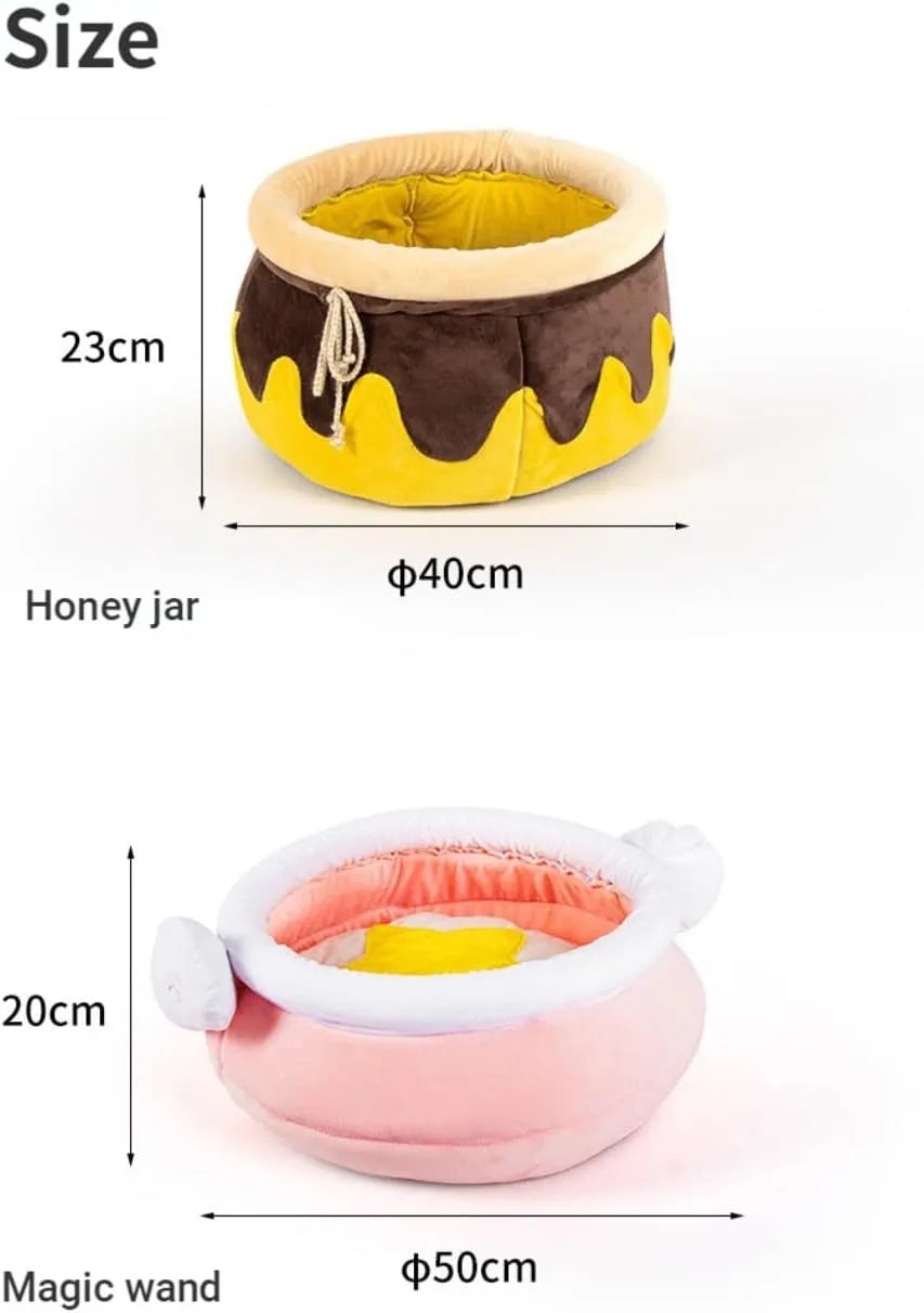 Honey pot shaped cat sofa bed with removable pad in soft fabric for small pets