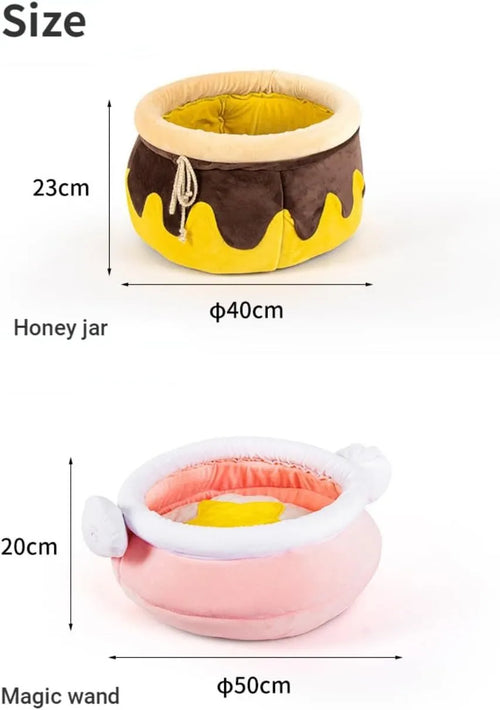 Honey pot shaped cat sofa bed with removable pad in soft fabric for small pets