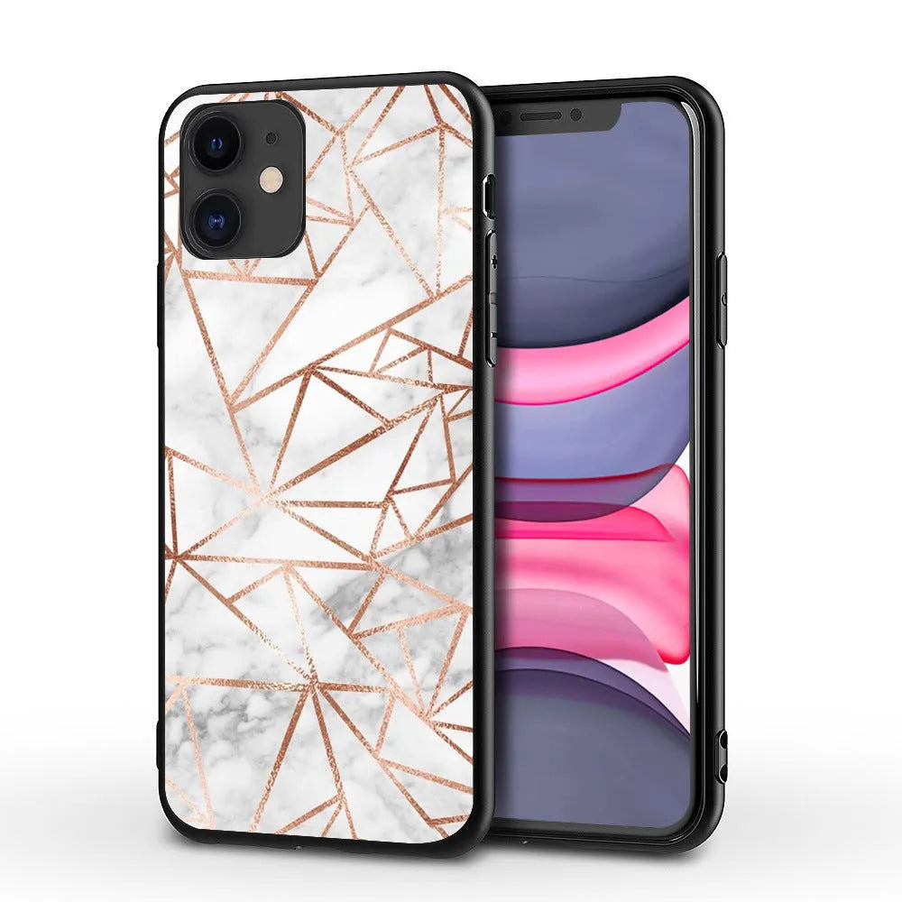 Marble pattern protective case for iPhone on a table