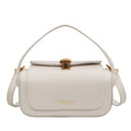Women's PU leather shoulder messenger bag with personalised letter detailing in beige colour