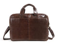 Brown 18-inch men's business briefcase made from first layer cowhide leather with polyester cotton lining