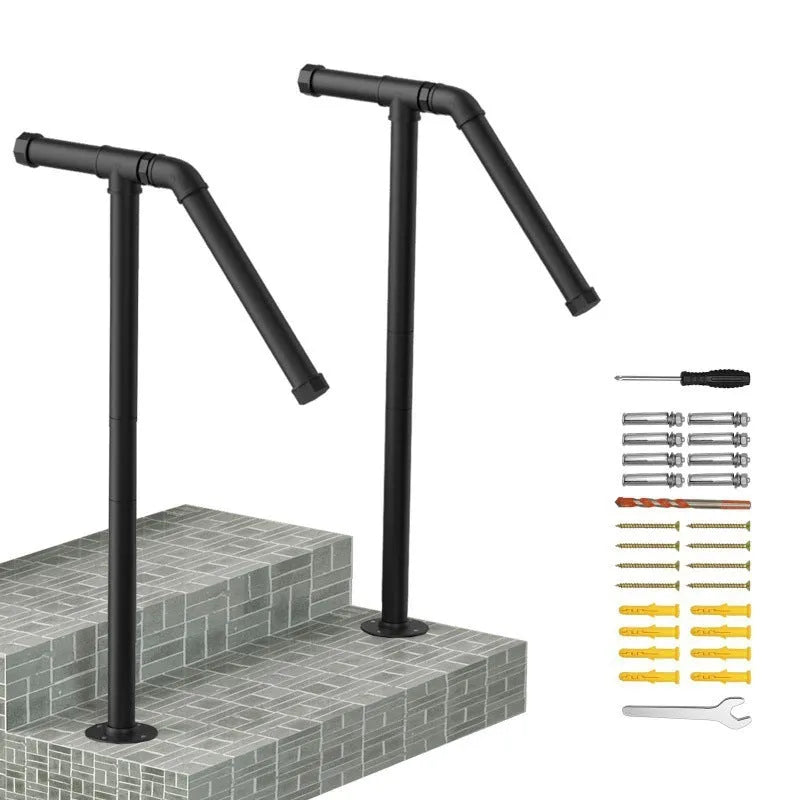Black American style minimalist metal ladder support bracket for household stairs
