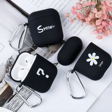 Black and pink PC plastic AirPods earphone cover with decorative style options