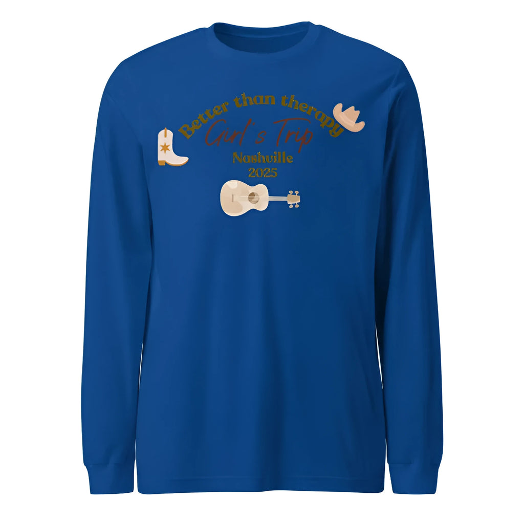 Men's blue loose fit round neck polyester pullover sweater with printed pattern