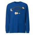 Men's blue loose fit round neck polyester pullover sweater with printed pattern