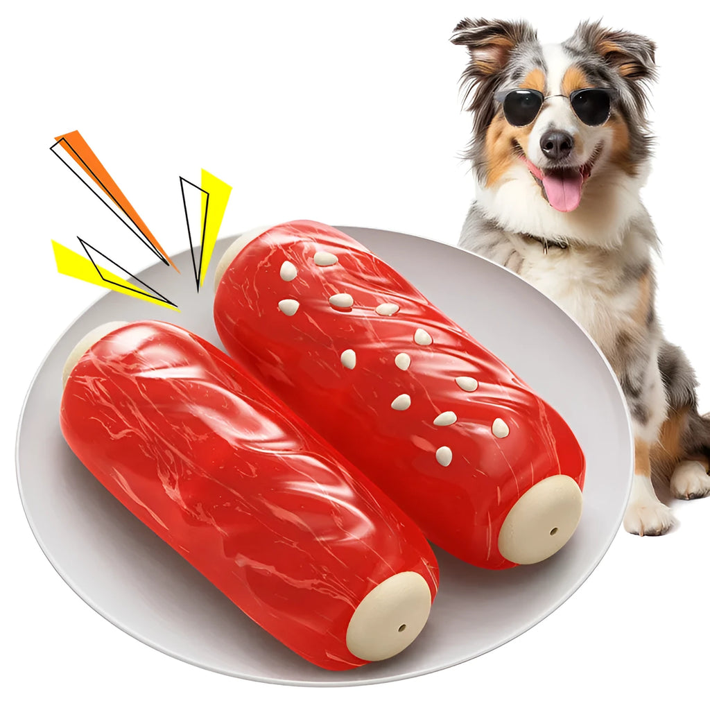 Plastic molar rod dog chew toy with glue toothbrush snack shape in primary colour