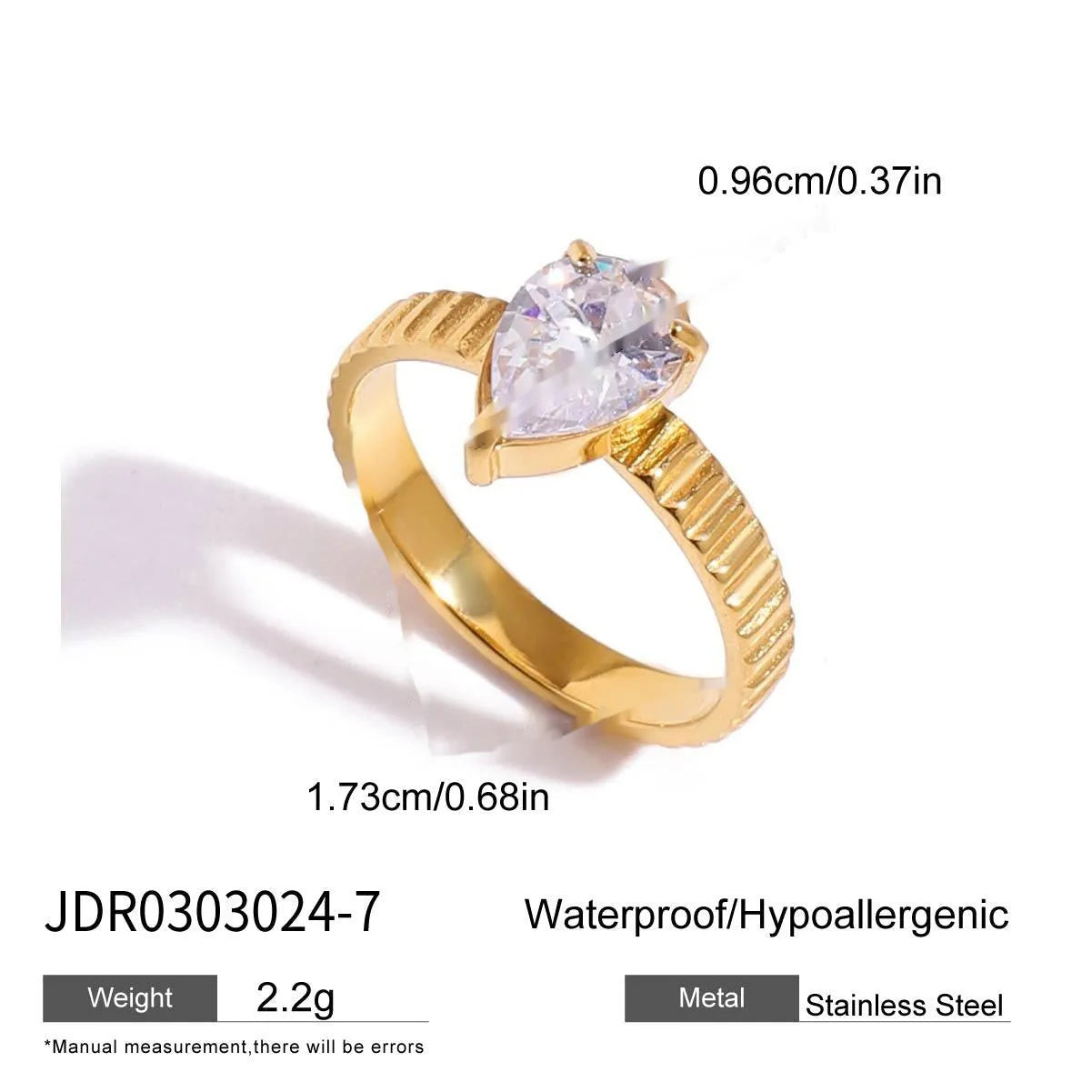 Geometric stainless steel zircon ring in European style on a grey background.