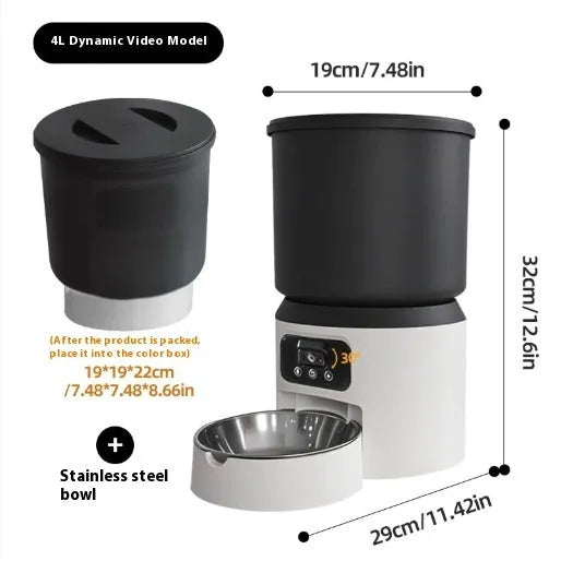 4L smart pet feeder with wifi remote control and optional video monitoring camera