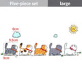 PVC car sticker showing five cats walking, available in three sizes for vehicle decoration