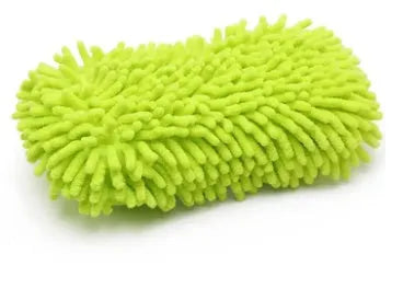 Silver green chenille car wash sponge with spiral wool texture and microfiber construction