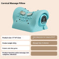 Blue-green portable cervical spine massage pillow with EMS and heat therapy functions