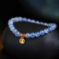 Ice translucent aquamarine crystal bracelet with blessing card and 8mm beads