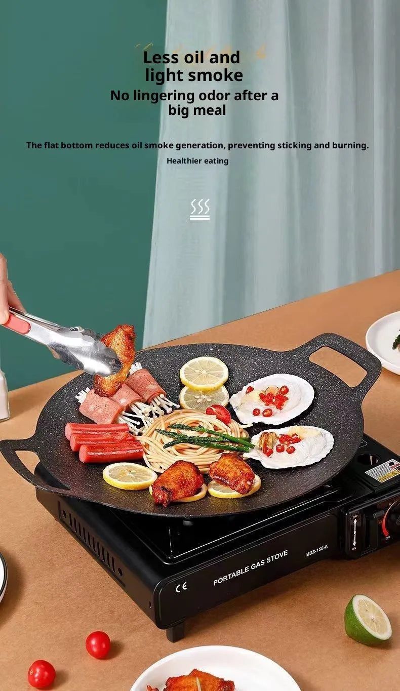 Round iron baking tray with Maifan stone non-stick coating in modern minimalist style