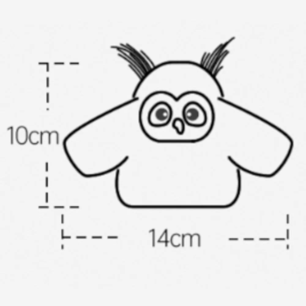 Grey owl-shaped automatic cat toy with flapping wings on a flat surface