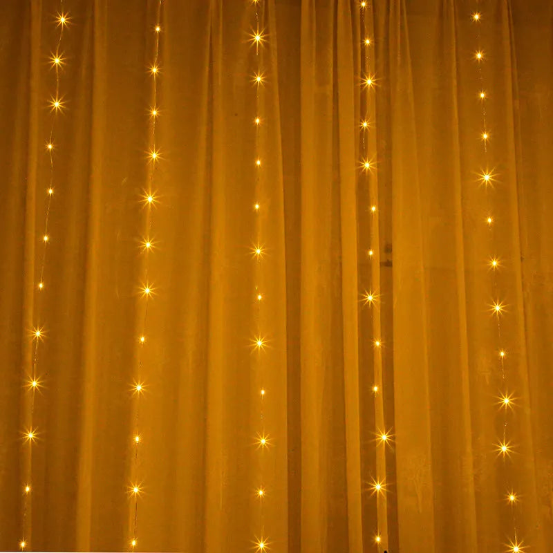 Copper curtain LED string lights with USB power supply for holiday decoration