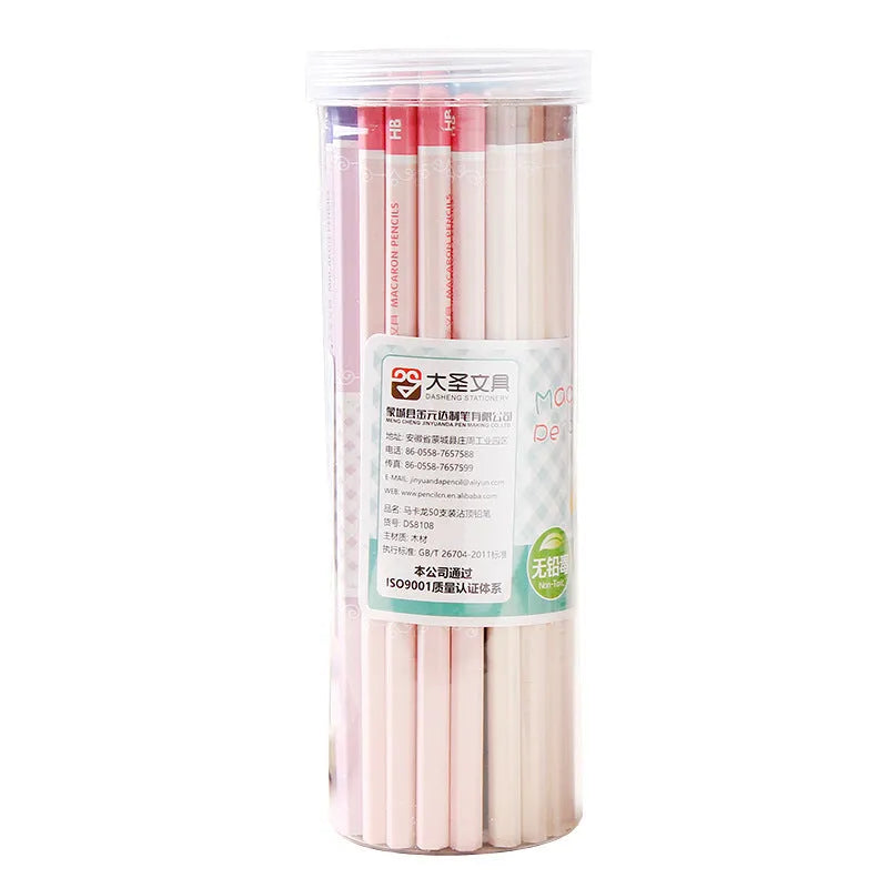 Basswood thermal transfer pencil with six-angle rod design in 50-piece bulk pack barrel