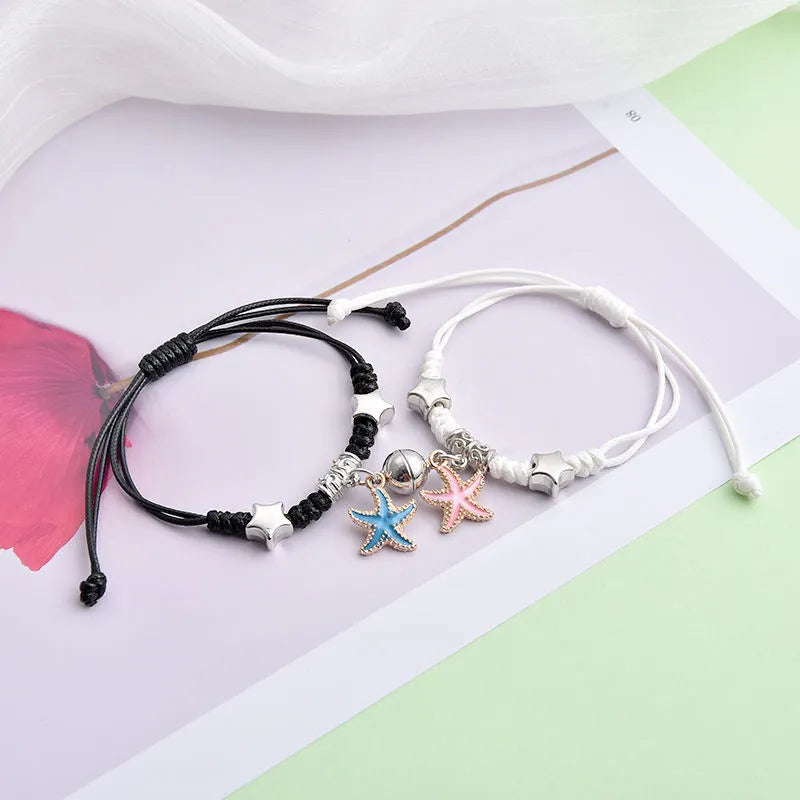 Electroplated alloy suction cup couple bracelets with crown and diamond designs