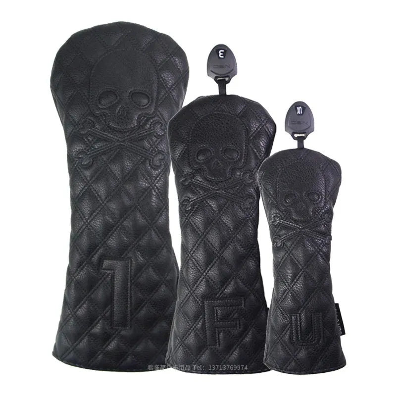 Black and white PU waterproof protective cover for a golf wooden pole.
