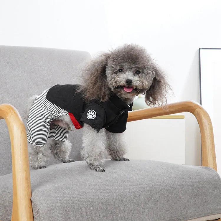 Thin cotton poodle dog clothes available in four-foot pants or skirt styles for summer seasonal wear