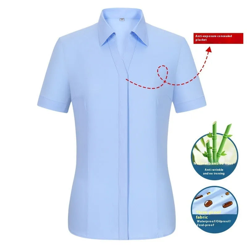 Men's slim fit waterproof bamboo fibre dress shirt with square collar and long sleeves.