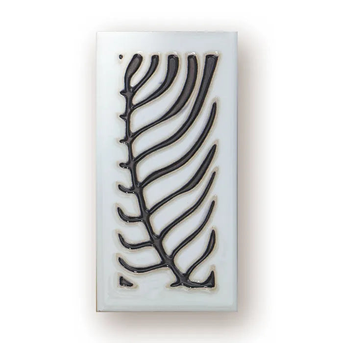 Handmade ceramic retro doorplate with enamel art numbers measuring 76x152mm