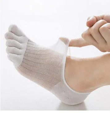 Modal cotton five-finger boat socks in white, khaki, light gray, dark gray and black colour options