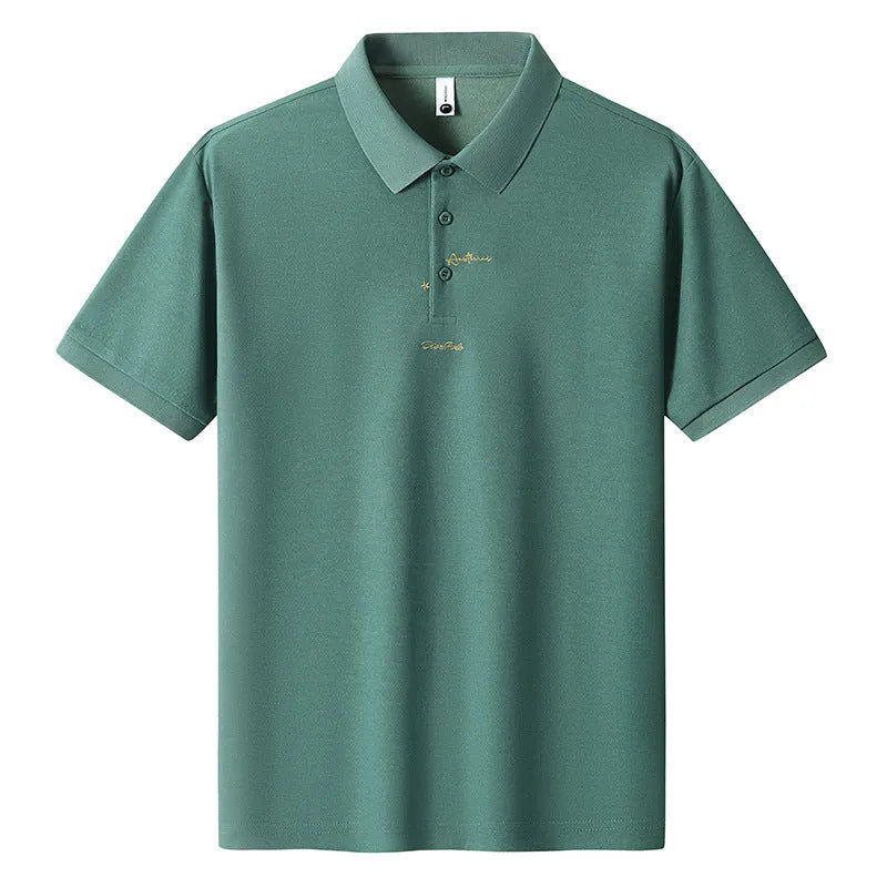 Men's loose fit casual cotton T-shirt with a printed letter design, shown in various colours.
