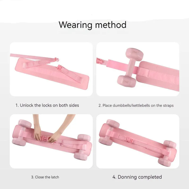 Black and pink weight-bearing hip bridge training belt for fitness and yoga