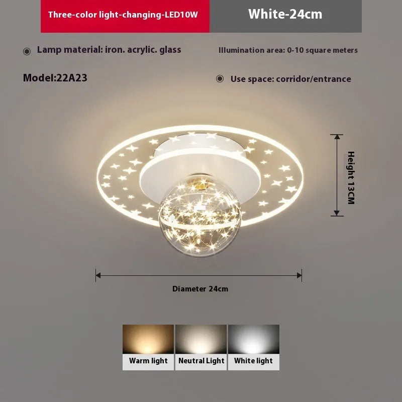 Modern simplicity corridor ceiling lamp in gold finish with colour changing LED lighting
