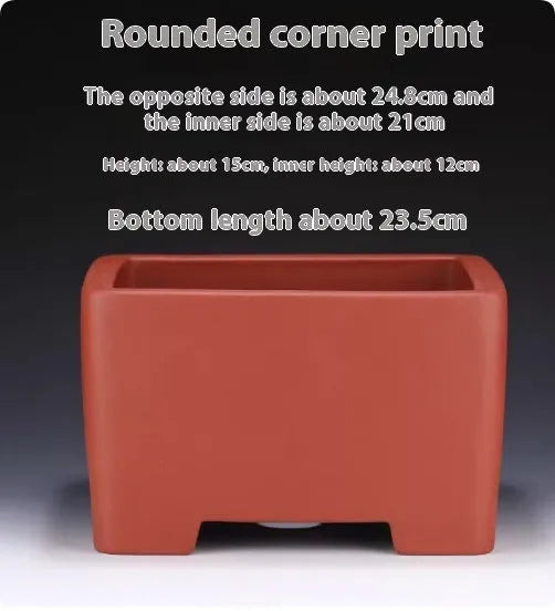 Square purple clay succulent bonsai pot in classical design for tabletop or floor plant display